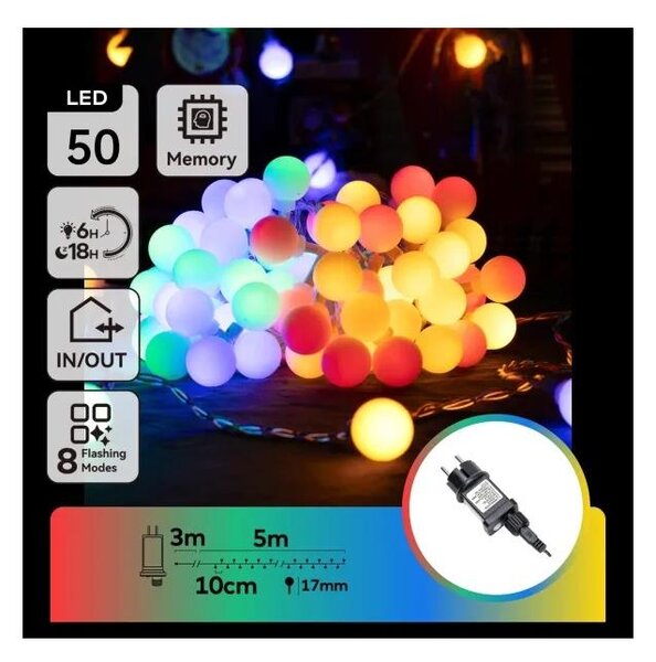 Aigostar - LED RGBY Venkovní dekorační řetěz 50xLED/3,6W/230V/8 funkcí 5m IP44