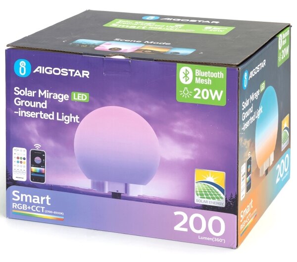 Aigostar-LED RGB Stm. ven. lampa MESH 20W/3,7V 4000mAh 2700-6500K IP65 pr. 15 cm
