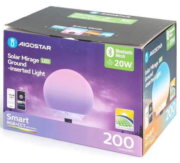 Aigostar-LED RGB Stm. ven. lampa MESH 20W/3,7V 4000mAh 2700-6500K IP65 pr. 20 cm