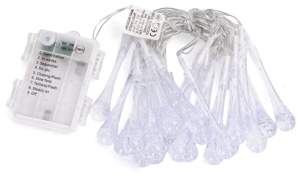 Aigostar - LED RGBY Venkovní řetěz 25xLED/8 funkcí 3xAA 2,5m IP44 kapky