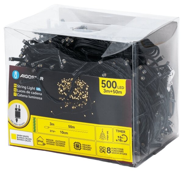 Aigostar - LED Venkovní řetěz 500xLED/6W/230V 50m IP44 teplá bílá