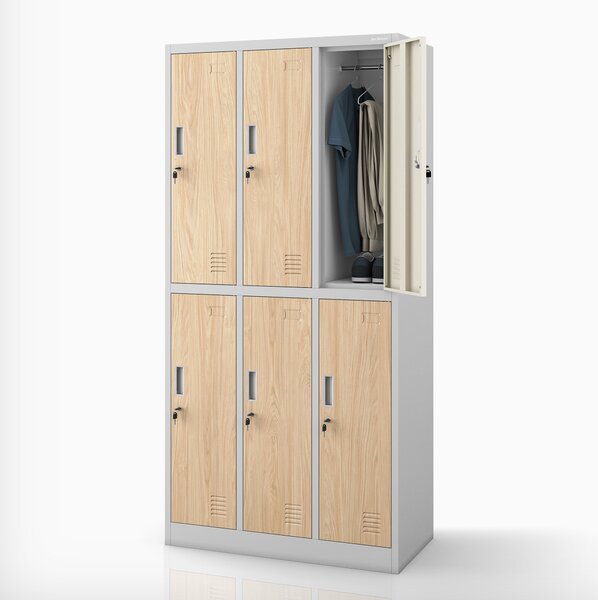 Šatní skříň BHP šedá / dub sonoma, 6dveřová: Eco Design IGOR, 900 x 1850 x 450 mm