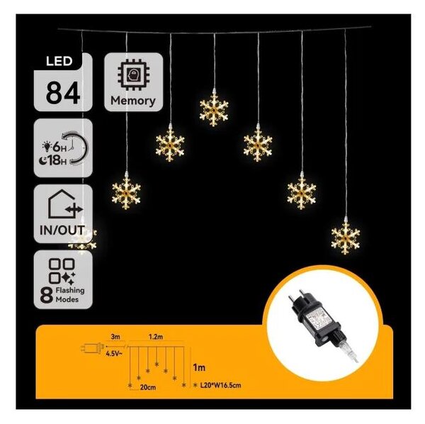 Aigostar - LED Venkovní řetěz 84xLED/230V 1,2x1m IP44 teplá bílá vločky