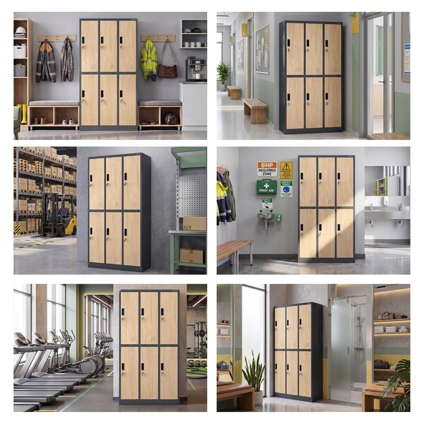 Šatní skříň BHP antracitová / dub sonoma, 6dveřová: Eco Design IGOR, 900 x 1850 x 450 mm