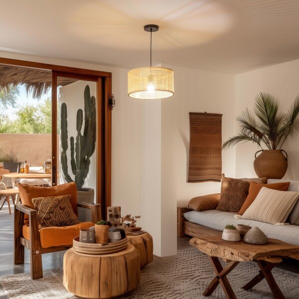 Brilagi - LED Lustr na lanku CERIA BOHO 1xE27/40W/230V pr. 25 cm bambus