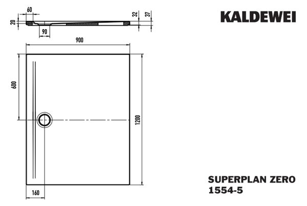 Kaldewei Superplan Zero - Sprchová vanička s extra plochým nosičem 900x1200 mm, Invisible Grip, alpská bílá 355447981001