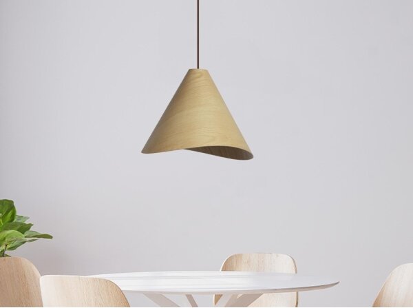 Dřevěný lustr na lanku 1xE27/60W/230V pr. 33 cm masiv/dub/kaučukovník