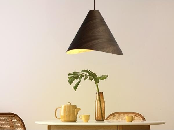 Dřevěný lustr na lanku 1xE27/60W/230V pr. 45 cm masiv/ořech/kaučukovník