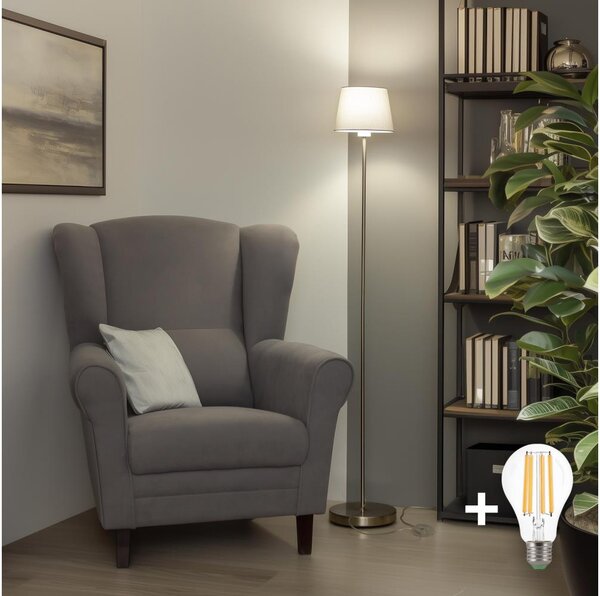 Brilagi - LED Stojací lampa CERIA 1xE27/40W/230V pr. 20,5 cm šedá/matný chrom
