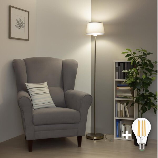 Brilagi - LED Stojací lampa CERIA 1xE27/40W/230V pr. 25 cm šedá/matný chrom