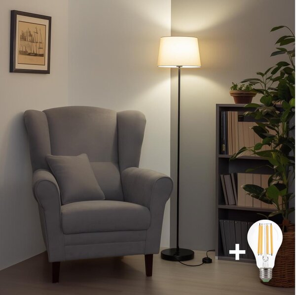 Brilagi - LED Stojací lampa CERIA 1xE27/40W/230V pr. 30 cm béžová/černá