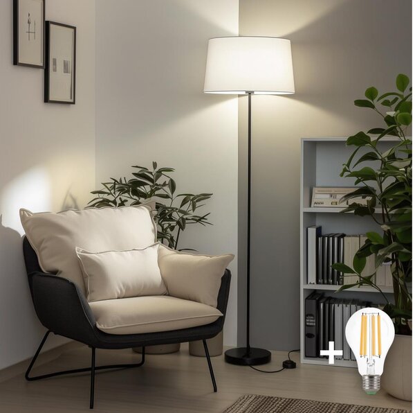 Brilagi - LED Stojací lampa CERIA 1xE27/40W/230V pr. 45 cm bílá/černá