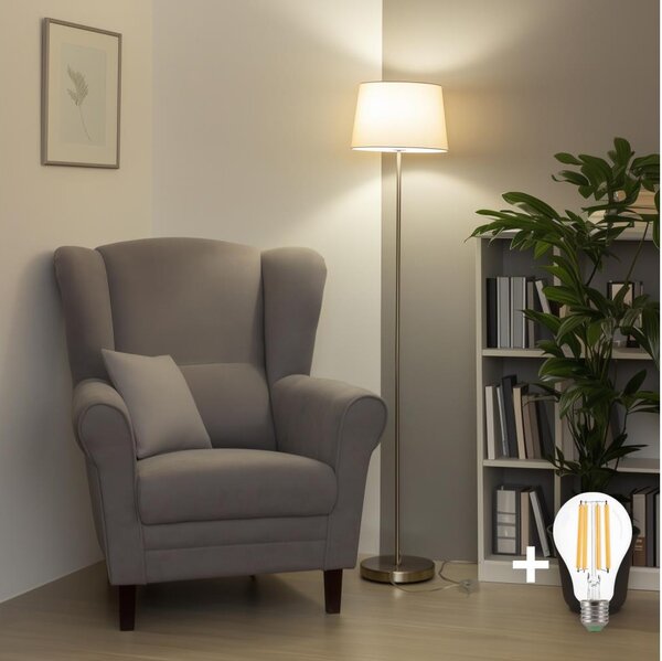 Brilagi - LED Stojací lampa CERIA 1xE27/40W/230V pr. 30 cm béžová/matný chrom