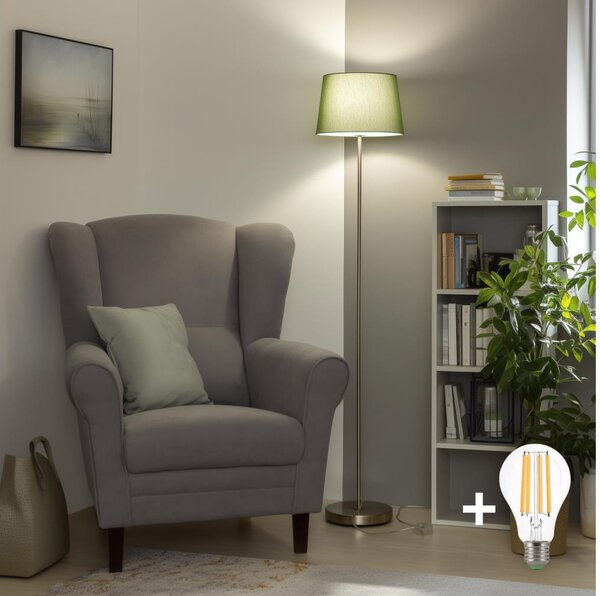 Brilagi - LED Stojací lampa CERIA 1xE27/40W/230V pr. 30 cm zelená/matný chrom
