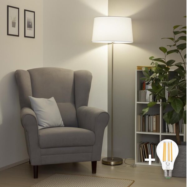 Brilagi - LED Stojací lampa CERIA 1xE27/40W/230V pr. 45 cm bílá/matný chrom