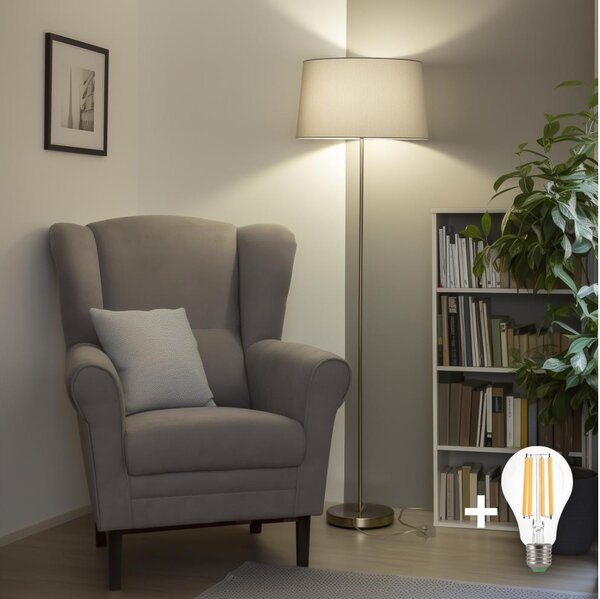 Brilagi - LED Stojací lampa CERIA 1xE27/40W/230V pr. 45 cm šedá/matný chrom