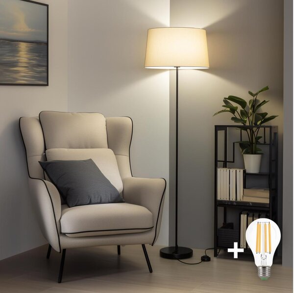 Brilagi - LED Stojací lampa CERIA 1xE27/40W/230V pr. 45 cm béžová/černá
