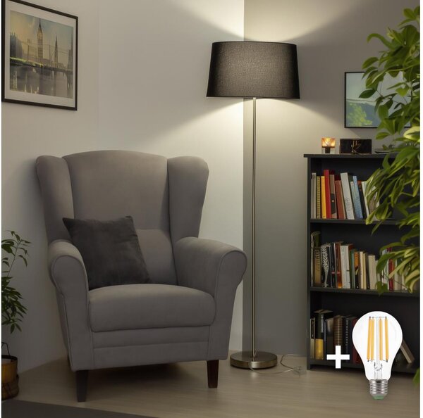 Brilagi - LED Stojací lampa CERIA 1xE27/40W/230V pr. 45 cm černá/matný chrom