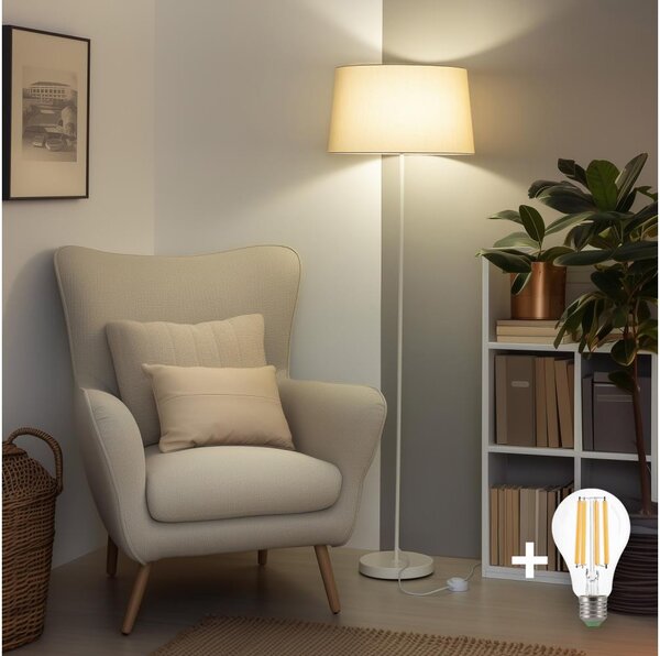 Brilagi - LED Stojací lampa CERIA 1xE27/40W/230V pr. 45 cm béžová/bílá