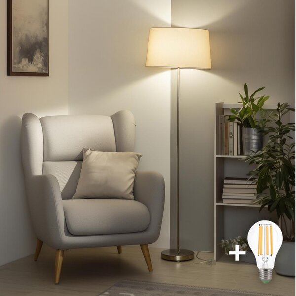 Brilagi - LED Stojací lampa CERIA 1xE27/40W/230V pr. 45 cm béžová/matný chrom