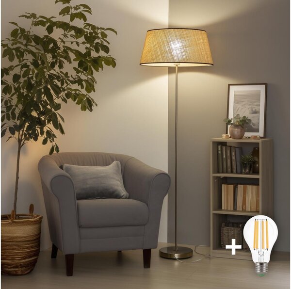 Brilagi - LED Stojací lampa CERIA 1xE27/40W/230V pr. 50 cm béžová/matný chrom