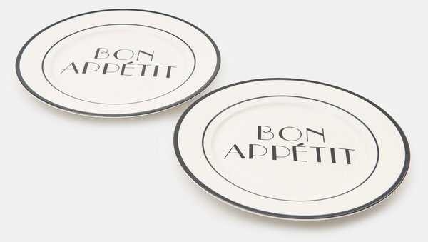 Sinsay - Keramické talíře s nápisem Bon appétit 2 pack - vícebarevná