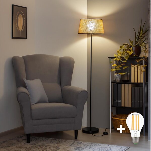 Brilagi - LED Stojací lampa CERIA 1xE27/40W/230V pr. 35 cm béžová/černá