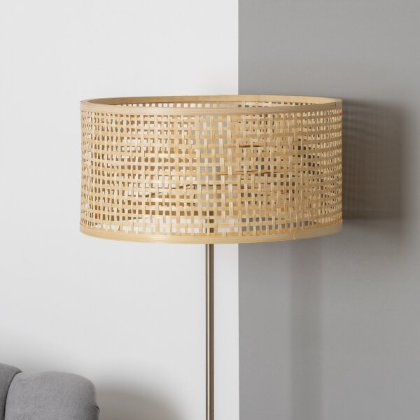 Brilagi - LED Stojací lampa CERIA 1xE27/40W/230V pr. 25 cm bambus/matný chrom