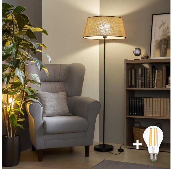 Brilagi - LED Stojací lampa CERIA 1xE27/40W/230V pr. 50 cm béžová/černá