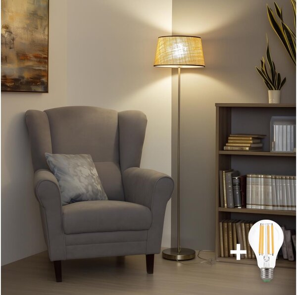 Brilagi - LED Stojací lampa CERIA 1xE27/40W/230V pr. 35 cm béžová/matný chrom