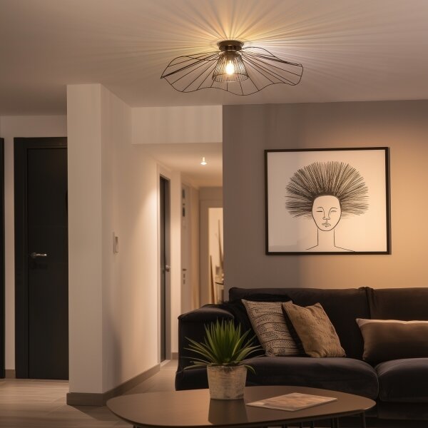 Brilagi - LED Přisazený lustr CERIA WIRE 1xE27/40W/230V pr. 80 cm černá