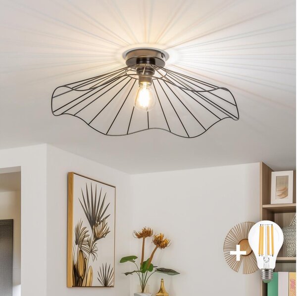 Brilagi - LED Přisazený lustr CERIA WIRE 1xE27/40W/230V pr. 60 cm černá