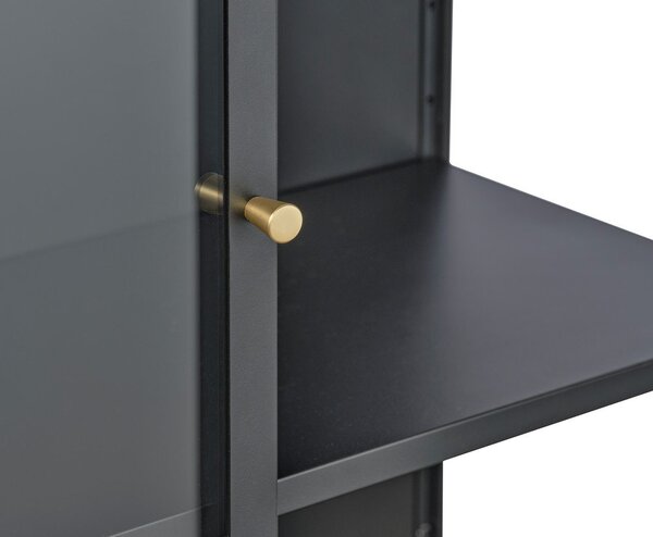 Černá kovová vitrína 90x160 cm Carmel – Unique Furniture