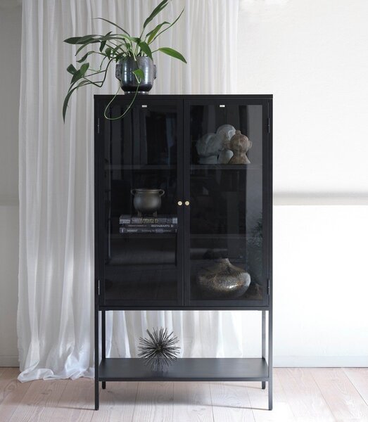 Černá kovová vitrína 90x160 cm Carmel – Unique Furniture