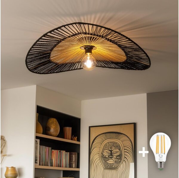Brilagi - LED Přisazený lustr CERIA BOHO 1xE27/40W/230V pr. 50 cm černá/hnědá