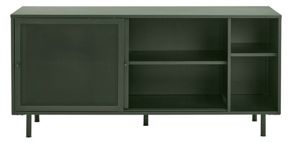 Tmavě zelená kovová nízká komoda s posuvnými dveřmi 160x75 cm Veep – Unique Furniture