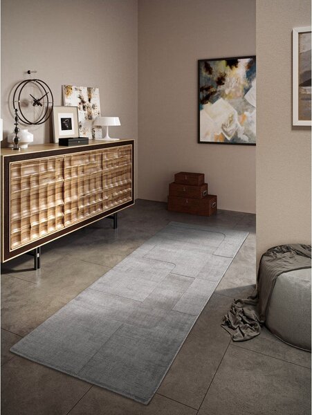 Šedý ručně tkaný vlněný běhoun 80x250 cm Charlotte – Villeroy&Boch