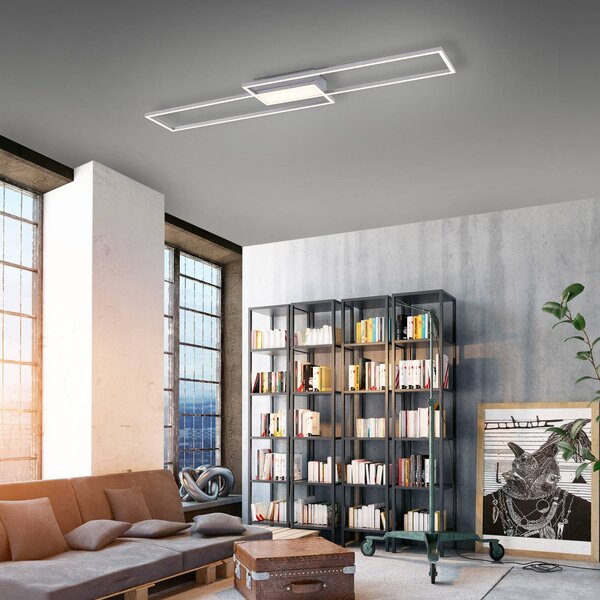 JUST LIGHT. GmbH LED stropní svítidlo Asmin, ocel, 109,5x25,7cm, stmívatelný, Hliník / šedá / zinek, Obývací pokoj / jídelna, kov