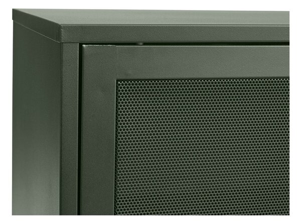 Tmavě zelená kovová nízká komoda s posuvnými dveřmi 160x75 cm Veep – Unique Furniture