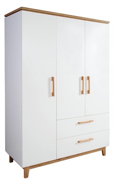 Bílá dětská šatní skříň v dekoru dubu 135x200 cm Finn – Roba