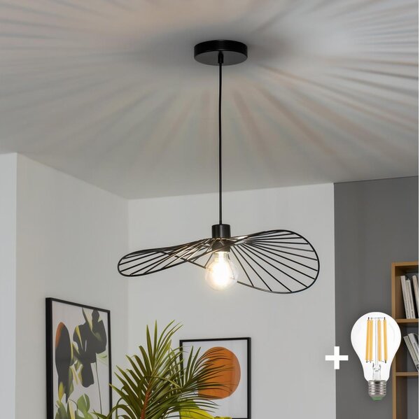 Brilagi - LED Lustr na lanku CERIA WIRE 1xE27/40W/230V 40x56 cm černá
