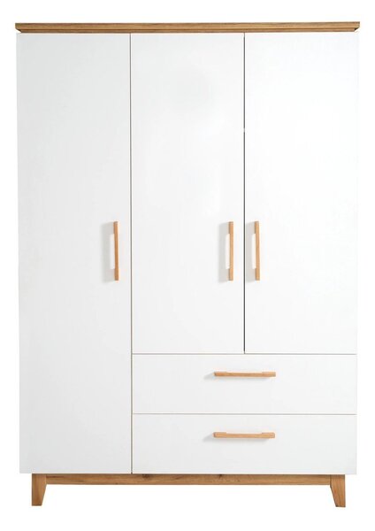 Bílá dětská šatní skříň v dekoru dubu 135x200 cm Finn – Roba