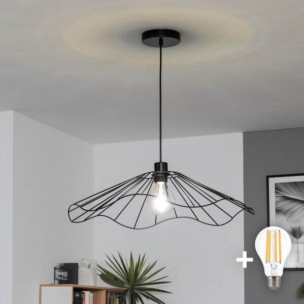 Brilagi - LED Lustr na lanku CERIA WIRE 1xE27/40W/230V pr. 60 cm černá