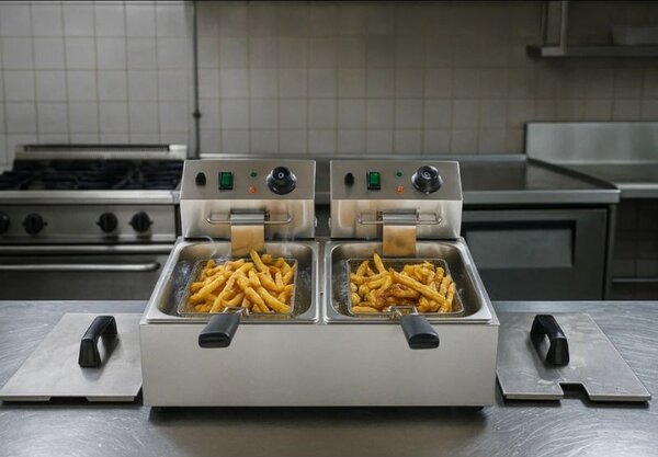 Profesionální elektrická fritéza, 2× 6 l, 2× 2500 W