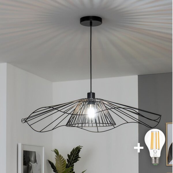 Brilagi - LED Lustr na lanku CERIA WIRE 1xE27/40W/230V pr. 80 cm černá