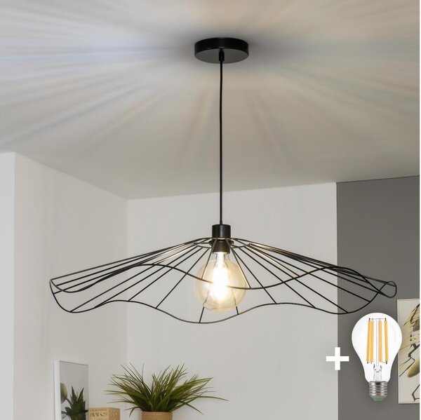Brilagi - LED Lustr na lanku CERIA WIRE 1xE27/40W/230V pr. 80 cm černá