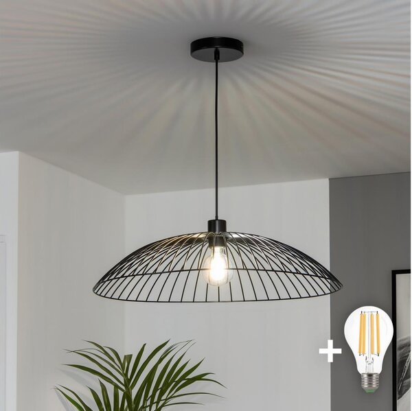 Brilagi - LED Lustr na lanku CERIA WIRE 1xE27/40W/230V pr. 60 cm černá
