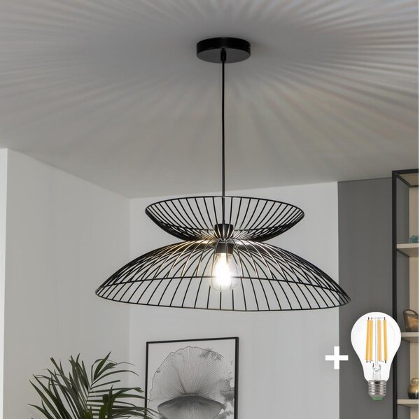 Brilagi - LED Lustr na lanku CERIA WIRE 1xE27/40W/230V pr. 60 cm černá