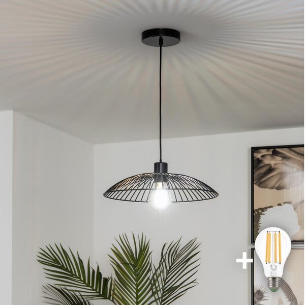 Brilagi - LED Lustr na lanku CERIA WIRE 1xE27/40W/230V pr. 26 cm černá