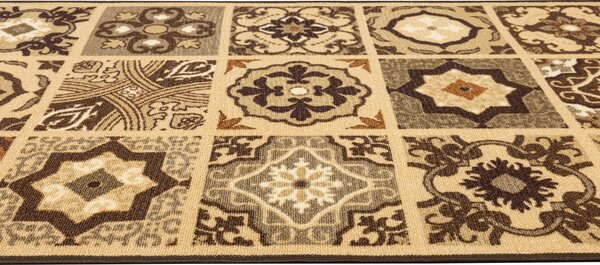 Kobercový ráj Běhoun pogumovaný Patchwork 07 hnědý Šíře: 100 cm
